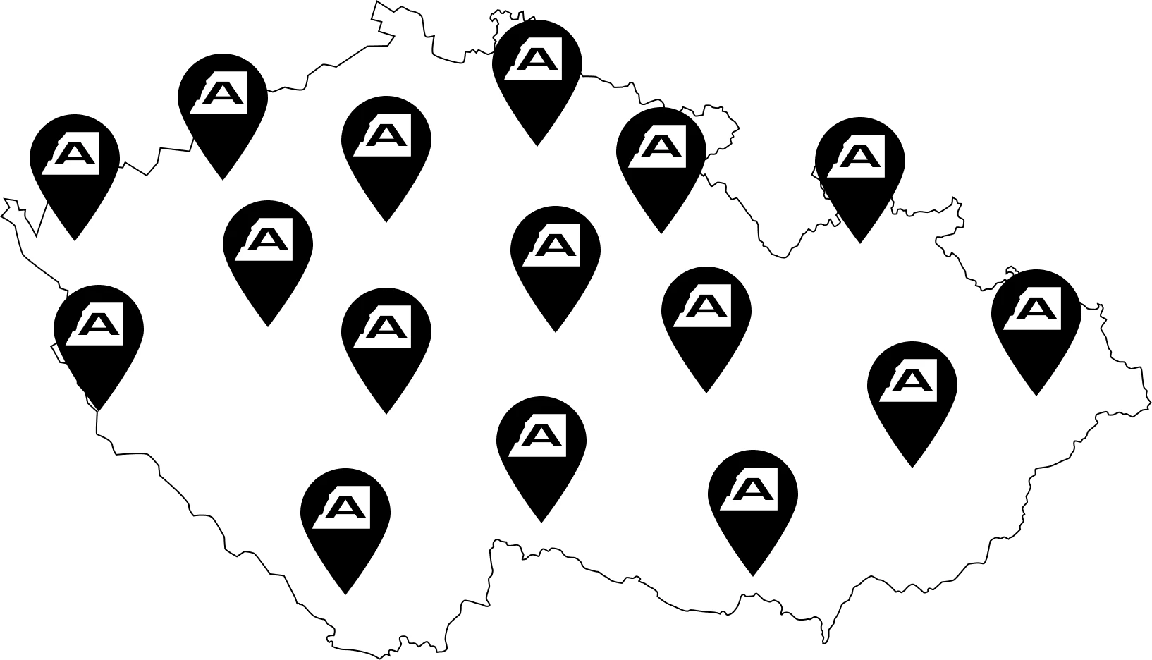 Mapa prodejen ALPINE PRO v České republice